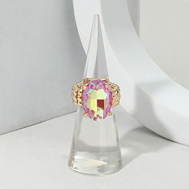 Faceted Oval Stone Cluster Stretch Ring
