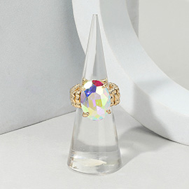 Faceted Oval Stone Cluster Stretch Ring