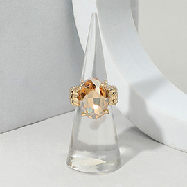 Faceted Oval Stone Cluster Stretch Ring