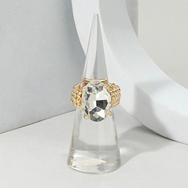 Faceted Oval Stone Cluster Stretch Ring