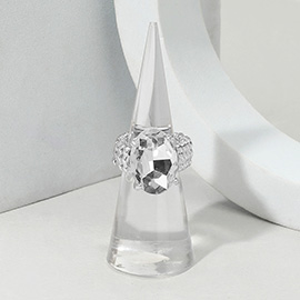 Faceted Oval Stone Cluster Stretch Ring