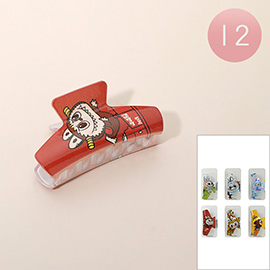 12PCS - Monster Character Printed Hair Claw Clips