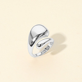 Sculpted Swirl Stainless Steel Adjustable Ring