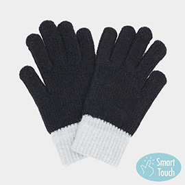 Two Toned Knit Smart Touch Gloves