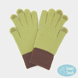 Two Toned Knit Smart Touch Gloves