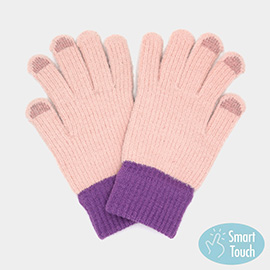 Two Toned Knit Smart Touch Gloves