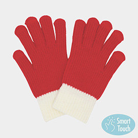 Two Toned Knit Smart Touch Gloves