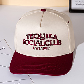 TEQUILA SOCIAL CLUB Message Embroidered Five Panel Canvas Snapback Baseball Cap