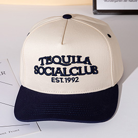 TEQUILA SOCIAL CLUB Message Embroidered Five Panel Canvas Snapback Baseball Cap