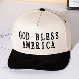 GOD BLESS AMERICA Message Embroidered Five Panel Canvas Snapback Baseball Cap