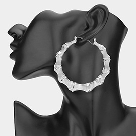 Oversized Metal Bamboo Pin Catch Hoop Earrings