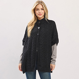 Button Front Knit Poncho