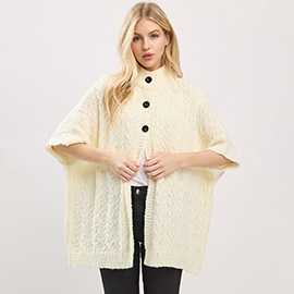 Button Front Knit Poncho