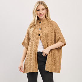 Button Front Knit Poncho