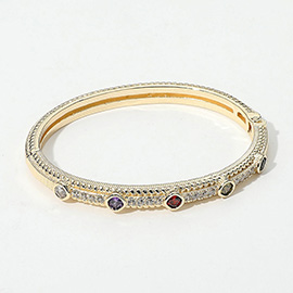 Sparkling Elegant Multi CZ Stone Bangle Bracelet