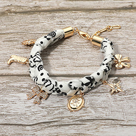 Boho Bow Western Boot Polar Star Charm Station Fabric Bracelet