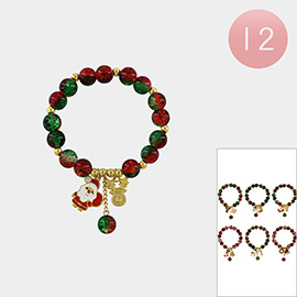 12PCS - Christmas Charm Beaded Stretch Bracelets