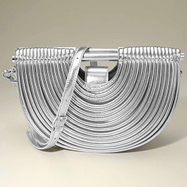 Faux Leather Unique Half Moon Structured Handbag / Crossbody Bag
