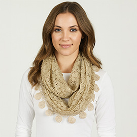 Elegant Flower Crochet Lace Accent Scarf
