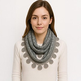 Elegant Flower Crochet Lace Accent Scarf