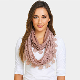Elegant Flower Crochet Lace Accent Scarf
