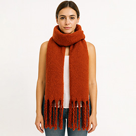 Chunky Oversized Knit Fringe Winter Scarf