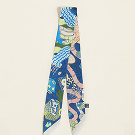 Abstract Pattern Printed Twilly Skinny Scarf