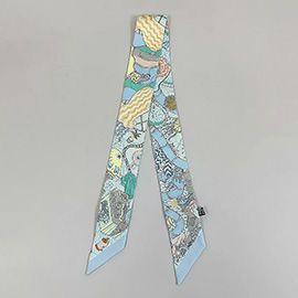 Abstract Pattern Printed Twilly Skinny Scarf