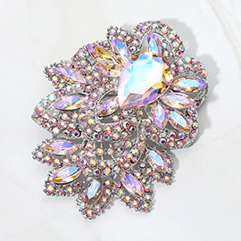Bold Rhinestone Flower Statement Brooch / Pendant