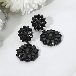 Floral Stone Cluster Drop Dangle Evening Earrings