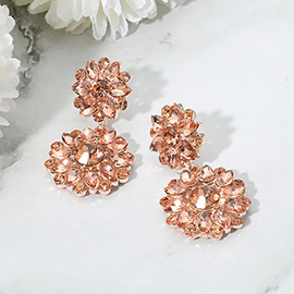 Floral Stone Cluster Drop Dangle Evening Earrings