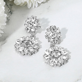 Floral Stone Cluster Drop Dangle Evening Earrings