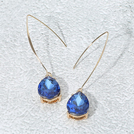Teardrop Stone Cluster Long Drop Earrings