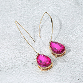 Teardrop Stone Cluster Long Drop Earrings