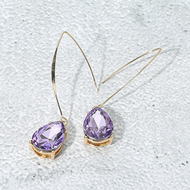 Teardrop Stone Cluster Long Drop Earrings