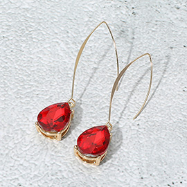 Teardrop Stone Cluster Long Drop Earrings