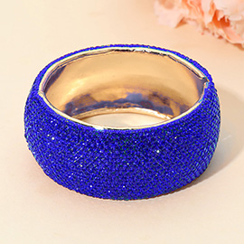 Wide Rhinestone Paved Hinged Evening Bangle Bracelet