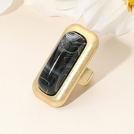 Bold Rectangular Natural Stone Stretch Ring