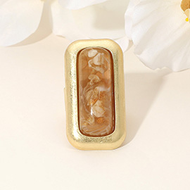 Bold Rectangular Natural Stone Stretch Ring