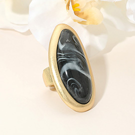 Bold Abstract Oval Natural Stone Stretch Ring
