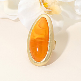 Bold Abstract Oval Natural Stone Stretch Ring