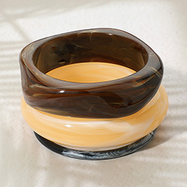 3PCS - Marbled Chunky Resin Stackable Bangle Bracelets