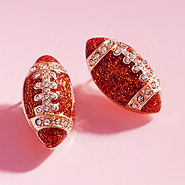 Glitter Enamel Football Stud Earrings