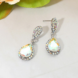Iridescent Teardrop Crystal Dangle Earrings