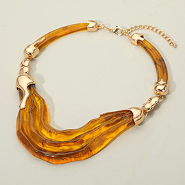 Bold Abstract Wave Resin Accent Statement Necklace