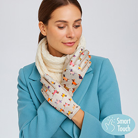 Dachshund Puppy Pattern Printed Smart Touch Gloves