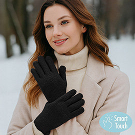Ribbed Knit Smart Touch Gloves