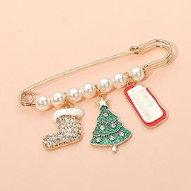 SECRET BOX_Christmas Charm Pearl Beaded Pin Brooch