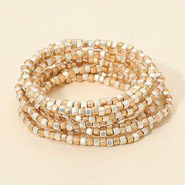 9PCS - Metallic Beaded Stretch Multi Layered Bracelets