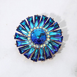 Radiant Gemstone Flower Pin Brooch